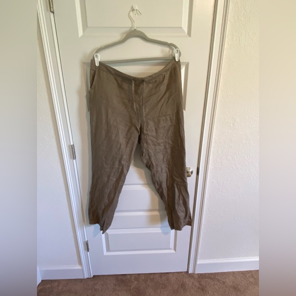 IXIMO Womens Tapered Pants 100%Linen Drawstring Back Elastic Waist Ankle Length - Picture 7 of 8